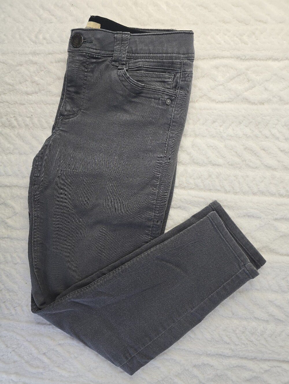 Democracy Ab Technology Skinny Jeans Gray Mid Rise Tapered Ankle Slimming 10